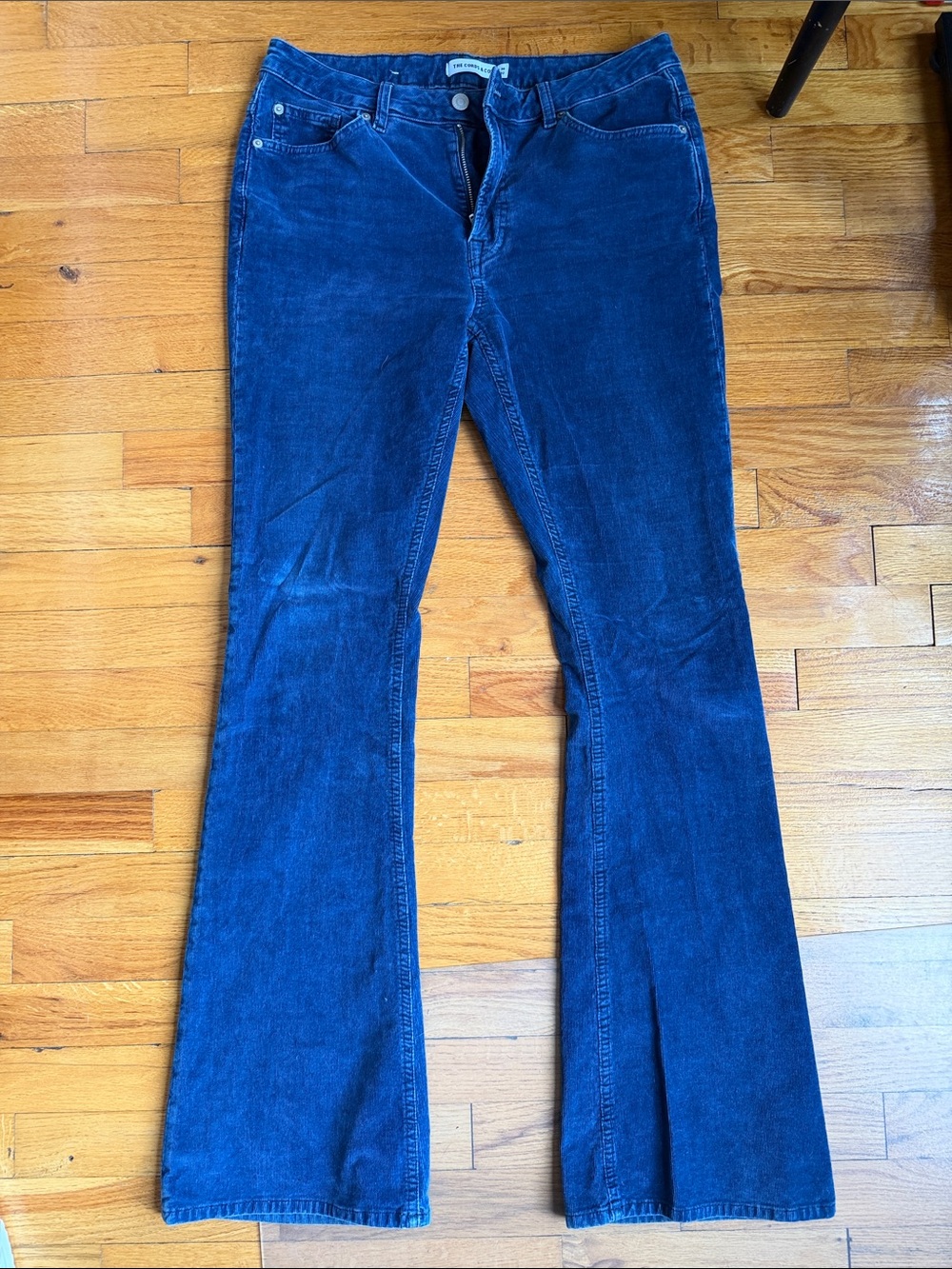 The Chords & Co Dark Blue Corduroy Flared Trousers - Women